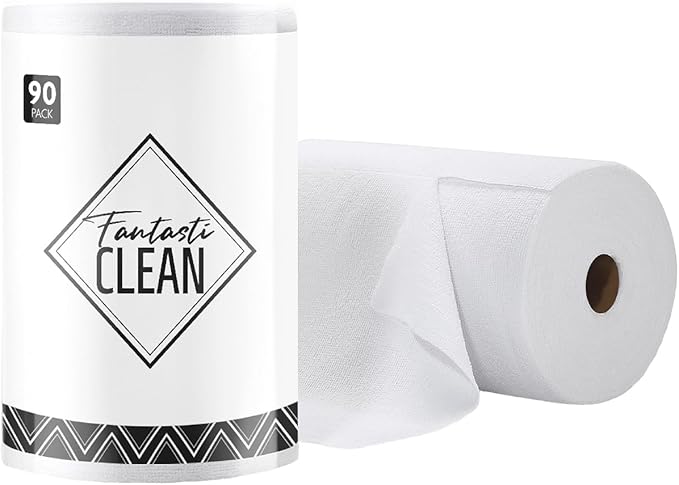 Fantasticlean Microfiber Cleaning Cloth Roll -90 Pack, Tear Away Microfiber Towels, 12" x 12", Reusable, Washable, Scratch Free, Ultra Absorbent Dish Rags for Car, Home, Garage or Shop (White)-Ruum Studio Home