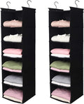 MAX Houser 6 Tier Shelf Hanging Closet Organizer, Closet Hanging Shelf with 2 Sturdy Hooks for Storage, 2 Pack, Foldable (Black)-Ruum Studio Home