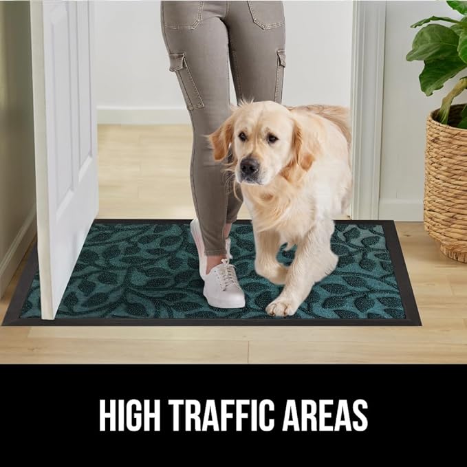 GORILLA GRIP 100% Waterproof All-Season WeatherMax Doormat, 72x24, US Designed Natural Rubber, Stain and Fade Resistant, Low Profile Indoor Outdoor Door Mats, Easy Clean Patio Mat, Moss Vine Leaves-Ruum Studio Home