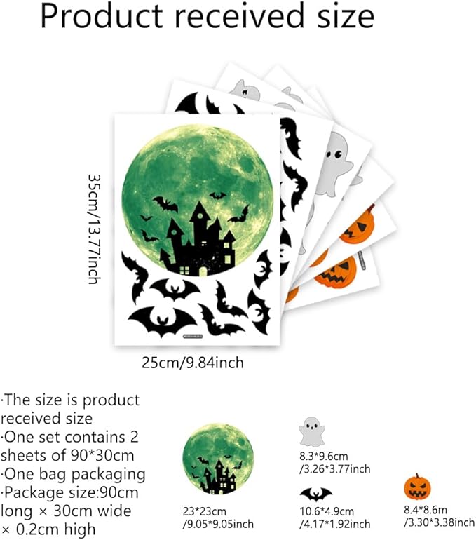 6 Sheets Halloween Window Clings Halloween Window Stickers Double-Sided Removable Castle Pumpkin Ghost Bat Window Decals Decor for Scary Halloween Theme Party Decorations-Ruum Studio Home