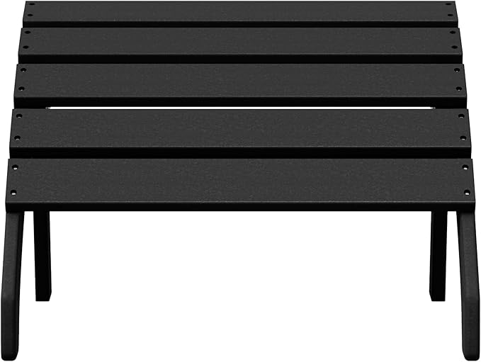WestinTrends Dylan Outdoor Patio HDPE Adirondack Ottoman Footrest, Black-Ruum Studio Home