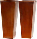 28in Tall Metal Copper Square Planter Galvanized Steel Metal Planters for Indoor/Patio Deck Garden Entrance Planter-Ruum Studio Home