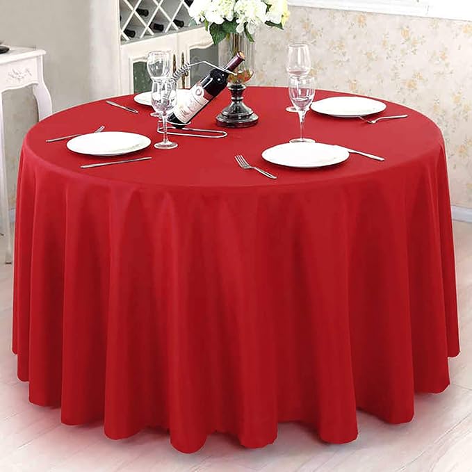 Surmente Red Tablecloth for Round Tables, 90-inch Round Table Cloths for Weddings, Banquets, or Restaurants-Ruum Studio Home