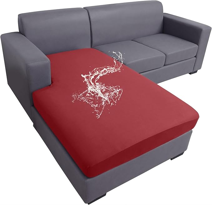 hyha Waterproof Couch Cushion Covers, Sectional Sofa Slipcovers Washable, L Shape Chaise Dog Couch Covers for Sectional Sofa, Universal Furniture Protector (1 Piece for Chaise XL, Wine Red)-Ruum Studio Home