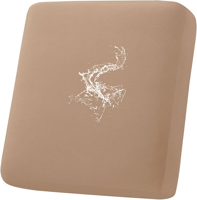 hyha Waterproof Couch Cushion Covers, Stretch Sofa Couch Seat Slipcover for Dog Washable, Non-Slip Waterproof Outdoor Cushion Covers for Patio Furniture Replacement (1 Piece for Small, Camel)-Ruum Studio Home