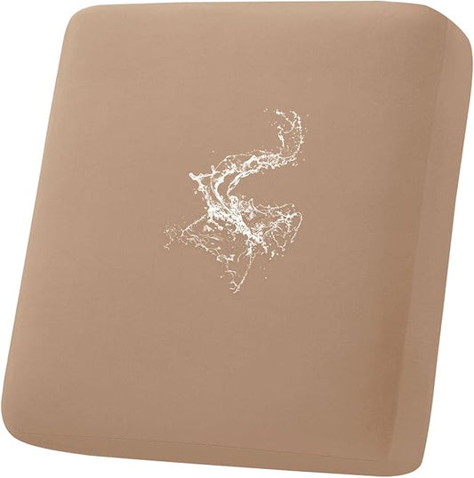 hyha Waterproof Couch Cushion Covers, Stretch Sofa Couch Seat Slipcover for Dog Washable, Non-Slip Waterproof Outdoor Cushion Covers for Patio Furniture Replacement (1 Piece for Small, Camel)-Ruum Studio Home