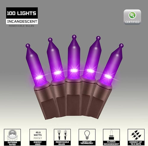 100LIGHTS Purple Extra-Bright with End Connectors Halloween Decorative Lights 5.98m UL Certified Mini String Light Set Waterproof for Halloween Home Garden Christmas Tree Party Patio Wedding-Ruum Studio Home