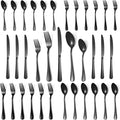 Lazycorner 30 Pcs Black Silverware Set for 6, Mirror Polished Flatware Set Stainless Steel Fork Knife Spoon, Food Grade Eating Utensils Sets, Reusable Silverwear Cutlery Set, Dishwasher Safe-Ruum Studio Home