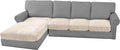 H.VERSAILTEX Velvet Stretch Sectional Couch Covers - 4 Piece Sofa Seat Cushions for L Shape Sectional Couch (Large 3 Seater + 1 Chaise, Ivory)-Ruum Studio Home