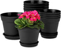 homenote Plant Pots,6/7.5 Inch Flower Pots for Plants Plastic Planters for Indoor with Multiple Drainage Holes and Trays, for All Home Garden Flowers Succulents,Outdoor(Black,10 Pack)-Ruum Studio Home