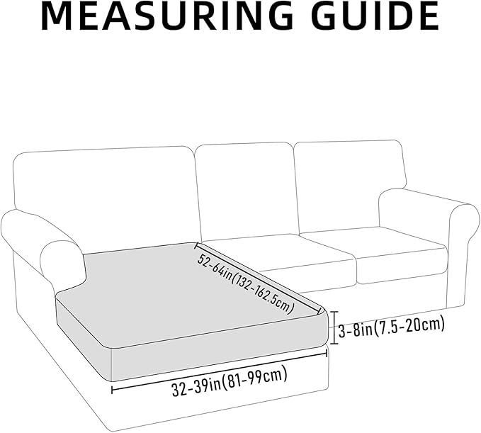 hyha Waterproof Sectional Couch Covers, Non Slip Sofa Couch Cushion Covers L Shape, Thick Stretch Jacquard Fabric, Washable Sofa Slipcovers with Elastic Bottom (1 Piece for Chaise, Lake Blue)-Ruum Studio Home