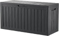 80 Gallon Lockable Resin Deck Box, Waterproof & UV-Resistant Outdoor Storage Box for Outdoor Cushion Storage, Garden Tools & Pool Accessories Storage, Black-Ruum Studio Home