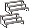 YINMIT Wooden Display Riser Stand, Tiered Perfume and Cologne Organizer Stand, 3 Tier Spice Rack Organizer, Rustic Display Shelf for Candles (3 Tier,2Pack,Grey)-Ruum Studio Home