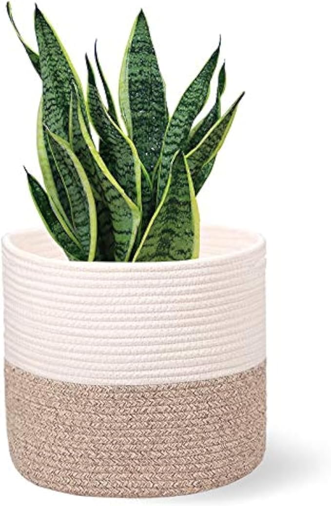 Planter Baskets for Indoor 11" Planters Cotton Rope Flower Plant Pots Cover,Woven Storage Baskets for Crafts, Organization Modern Home Decor 11"x11"Khaki-Ruum Studio Home