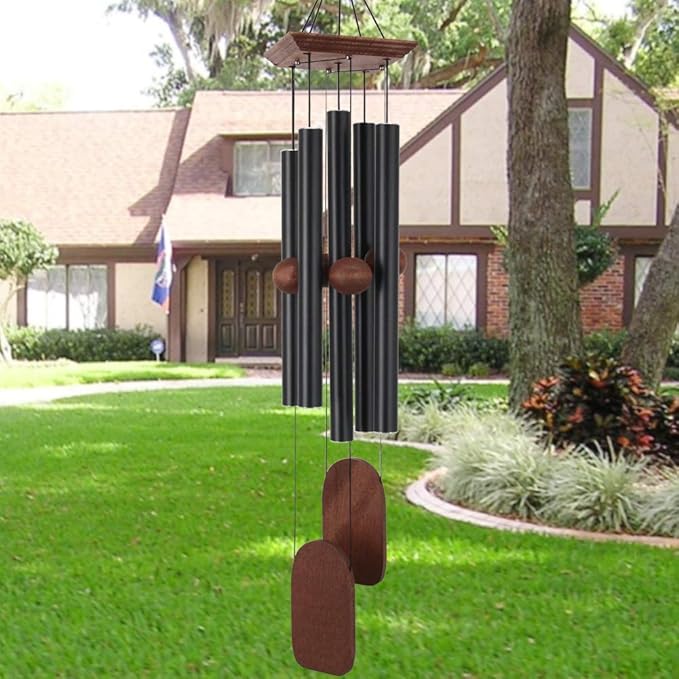 Astarin Wind Chimes Outdoor Deep Tone, Memorial Wind Chimes Outdoor, Gifts for Housewarming/ Mother Day/ Christmas, Outdoor Decor for Patio, Garden, Yard, Home (36 Inch Black Wind Chime)-Ruum Studio Home