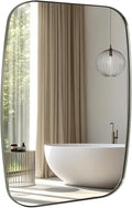 ANDY STAR Brushed Nickel Bathroom Mirror, 30x36’’ Oblong Mirror with Stainless Steel Metal Frame, Silver Oval Vanity Mirror for Over Sink, Modern Anti Rust Wall Mounted-Ruum Studio Home