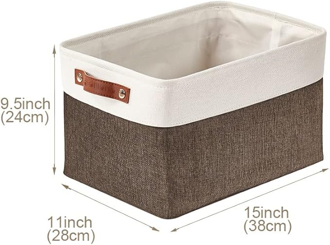 DECOMOMO Storage Bins Fabric Storage Baskets for Shelves, Linen Closet Organization Toys Nursery (Brown and White, Large - 4 Pack)-Ruum Studio Home