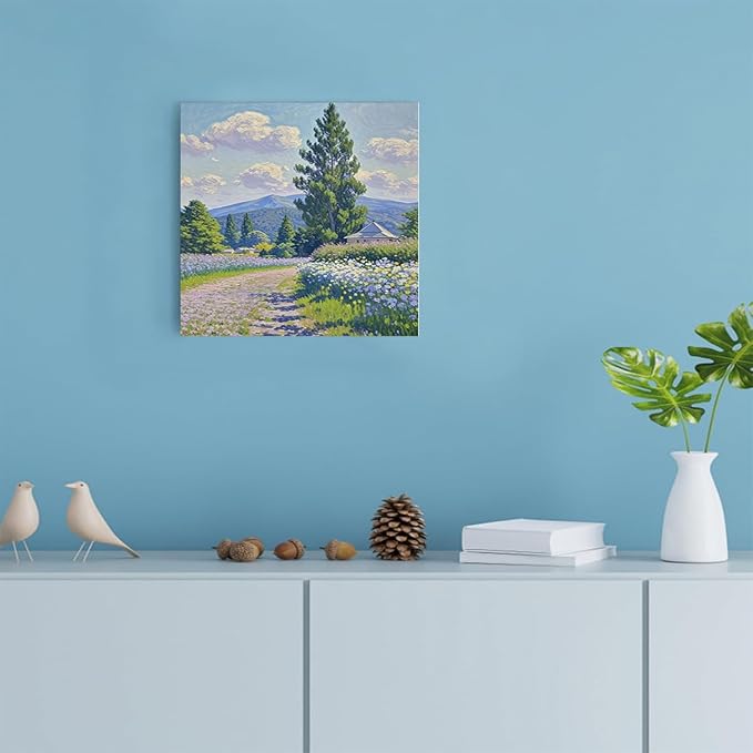 Countryside wildflowers landscape canvas poster natural plant flower artwork retro pastoral flower path suitable for farmhouse decoration-Ruum Studio Home