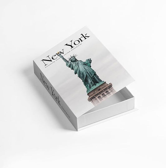 Decorative Storage Book Box – Hidden Storage for Remote Controls, Keys, and Small Items – Elegant Home Decor for Living Room, Bedroom, Coffee Table – Modern Style Faux Book Organizer (New york)-Ruum Studio Home