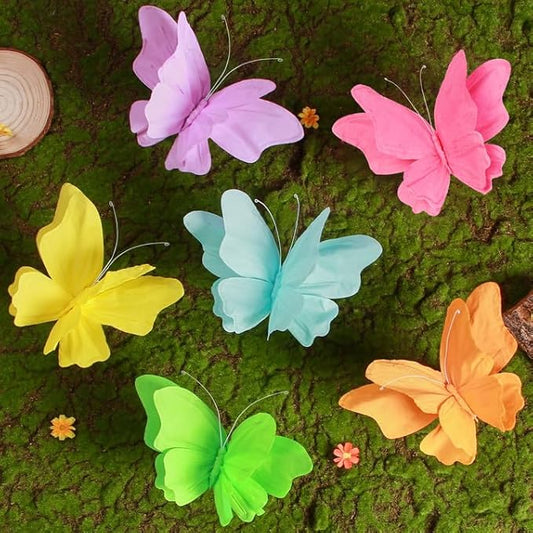 SUNBEAUTY 6Pcs Hanging Butterflies, Large Butterfly Decorations, 3D Paper Decoration, Pink Green Blue Orange for Baby Shower Decor Girls, Women, Paper Flowers for Wall-Ruum Studio Home