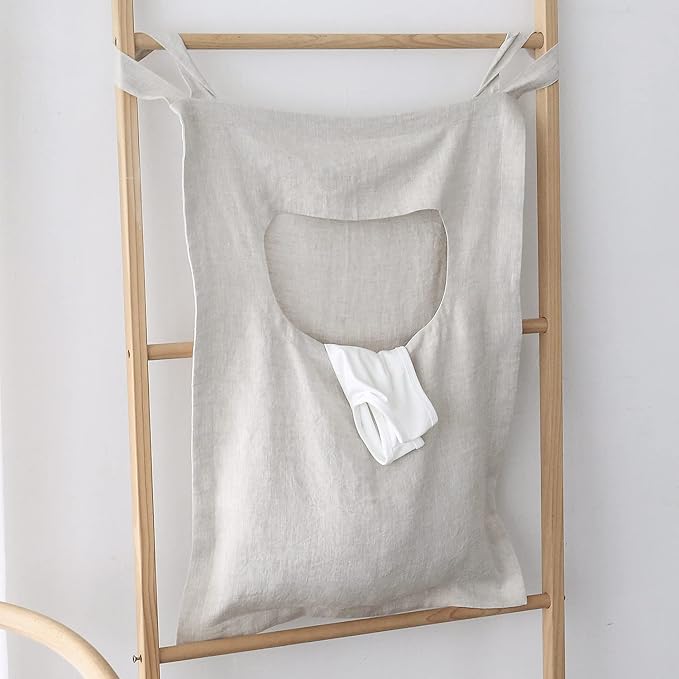 Amazhiyu 100% Linen Door Hanging Laundry Hamper Bag, 19x27 Inches (Linen)-Ruum Studio Home