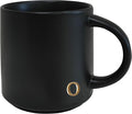 COLLECTIVE HOME - Black Monogram Ceramic Mugs, 15 oz Golden Initial Coffee Cups, Elegant Alphabet Tea Mugs, Personalized Halloween Mug with Gift Box, Perfect for Office and Home Décor (o)-Ruum Studio Home