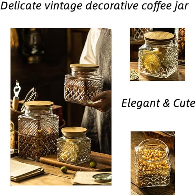 Glass Storage Jar, 38 FL OZ Glass Food Storage Canisters with Bamboo Lid, Kitchen Containers Decorative Jar Airtight Glass Jars For Cereal Nuts Snack Candy Cookies Coffee Tea-Ruum Studio Home