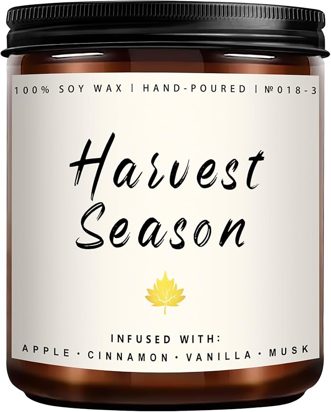 Fall Candle - Harvest Season Scented Candle, Fall Soy Candles for Home Decor, 7 oz Natural Soy Wax – Long-Lasting Autumn Candles, Aromatherapy Gift for Women & Thanksgiving, 7oz-Ruum Studio Home