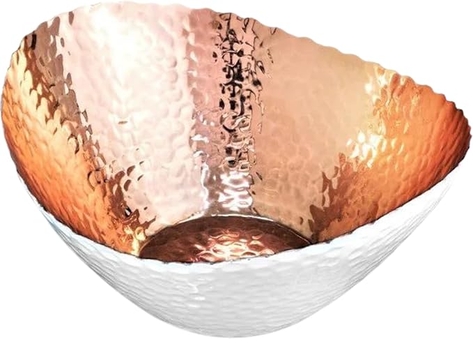 Monarch Abode Hand Hammered Decorative Bowl for Home Decor, 7.5-Inch White and Copper Plated – Key Bowl for Entryway Table, Catch All, Decorative Fruit Basin, Key Holder, Bowls for Home Decor-Ruum Studio Home