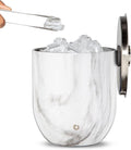 SNOWFOX Premium Vacuum Insulated Stainless Steel Ice Bucket with Lid/Tongs, Non-Rubber Bottom, Home Bar Accessories, Bartending Ice Buckets for Parties, Outdoor Entertaining Supplies, 3L, Marble-Ruum Studio Home