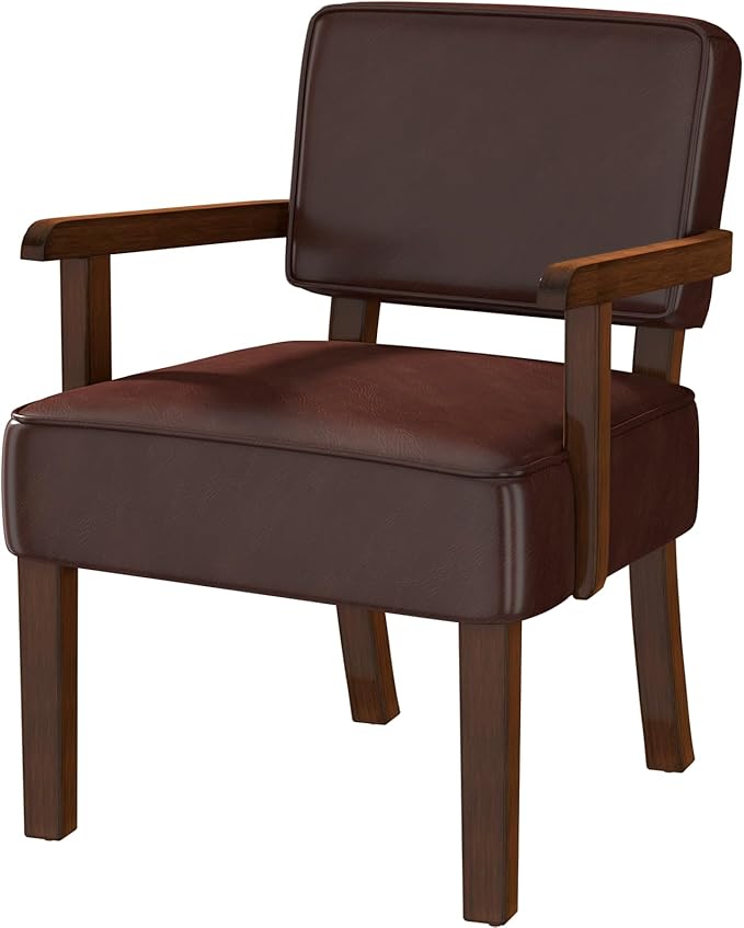 Accent Chair, PU Leather Living Room Chairs Oversized with Soft Seat and Armrests, Armchair for Bedroom, Dinning, Reading, Waiting Rooms (Leather Cherry)-Ruum Studio Home