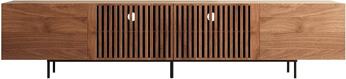 Mid Century Modern TV Stand for 80+ Inch TVs, 94.48" Walnut Console with Ample Storage – Stylish Entertainment Center for Living Room or Bedroom-Ruum Studio Home