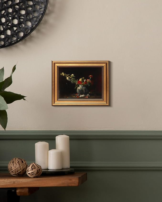 HUARCEY Gold Framed Vintage Wall Art for Living Room, Flowers Painting Prints Shelf Decor for Kitchen, Aesthetic Bedroom Wall Art, Autumn Gifts for Friends or Family - Fading 10L x 8W-Ruum Studio Home