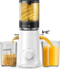Juicer Machines, TUUMIIST Cold Press Juicer with 5.3" Extra Large Feed Chute Fit Whole Fruits & Vegetables Easy to Clean, High Juice Yield, BPA Free (White)-Ruum Studio Home