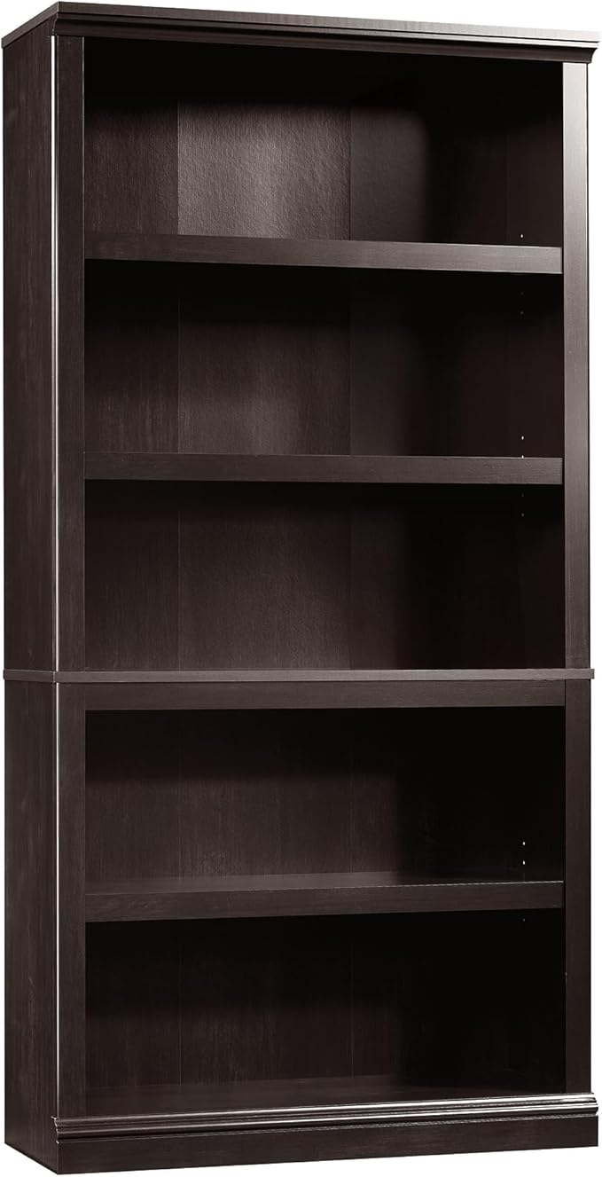 Sauder Miscellaneous Storage 5 Bookcase/Book Shelf, L: 35.28" x W: 13.23" x H: 69.76", Estate Black-Ruum Studio Home