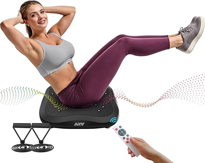 AXV Vibration Plate Exercise Machine Whole Body Workout Vibrate Fitness Platform Lymphatic Drainage Machine for Weight Loss Shaping Toning Wellness Home Gyms Workout-Ruum Studio Home