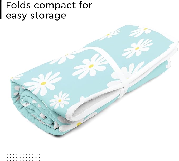 Encasa XO Ironing Mat/Pad (Large 48"x28") with 3mm Padding & Silicone Iron Rest for Steam Pressing on Tabletop or Bed - Heat Resistant, Portable, Quilting & Travel Blanket - Daisy Blue-Ruum Studio Home