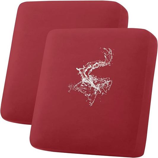 hyha Waterproof Couch Cushion Covers, Stretch Sofa Couch Seat Slipcover for Dog Washable, Non-Slip Waterproof Outdoor Cushion Covers for Patio Furniture Replacement (2 Pieces, Wine Red)-Ruum Studio Home