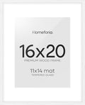 Homeforia 16x20 White Picture Frame, High End Oak 16x20 White Wood Frame with Mat 11x14 Photo, 16 x 20 Wooden Poster Frames Matted to 11 by 14, 20x16 Hanging Frames, Tempered Glass, Wall Kit, Set of 1-Ruum Studio Home