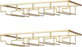 Wine Glass Rack - Under Cabinet Stemware Wine Glass Holder Glasses Storage Hanger 2 Pack Metal Organizer for Bar Kitchen 4 Rows Gold-Ruum Studio Home