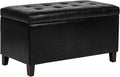 Asense Storage Ottoman Bench, Faux Leather Upholstered End of Bed Bench with Safety Hinge Wooden Legs, for Entryway Bedroom (Black, 33.3")-Ruum Studio Home