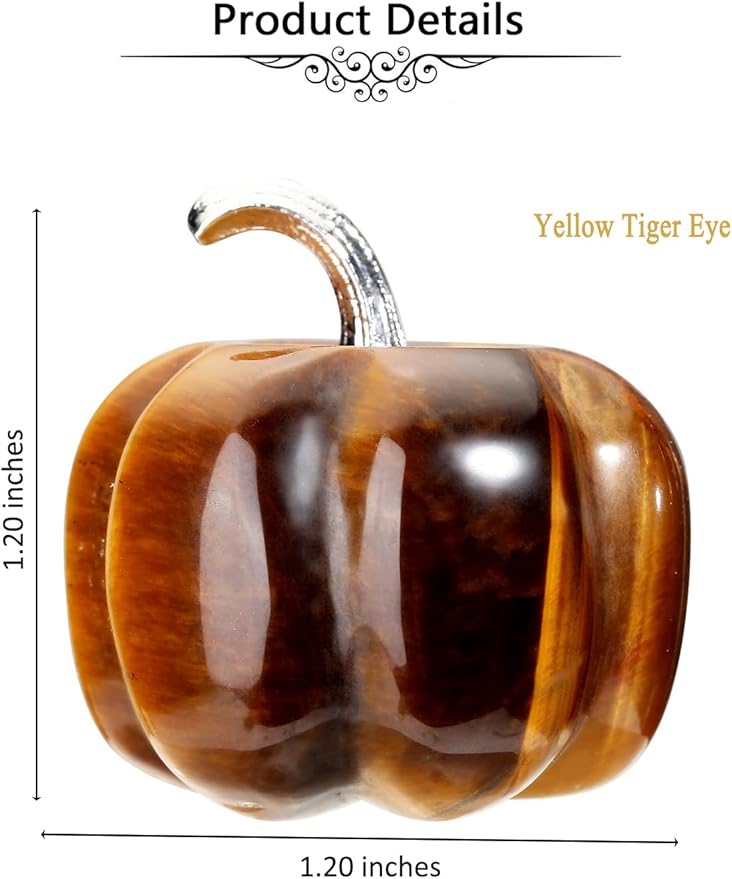 Jovivi Tiger Eye Crystal Pumpkin Figurine, 1.2" Mini Carved Gemstone Pumpkin Statue Decor Healing Stones Decorative Ornaments for Fall Harvest Thanksgiving Halloween Decorations Home Decor-Ruum Studio Home