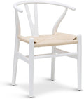 POLY & BARK Weave Dining Chair – Mid-Century Modern Wishbone Dining Chair with Arms, Solid Wood Frame, Indoor Use – White – Single - Ideal for Dining Room, Kitchen or Stylish Accent Setting-Ruum Studio Home