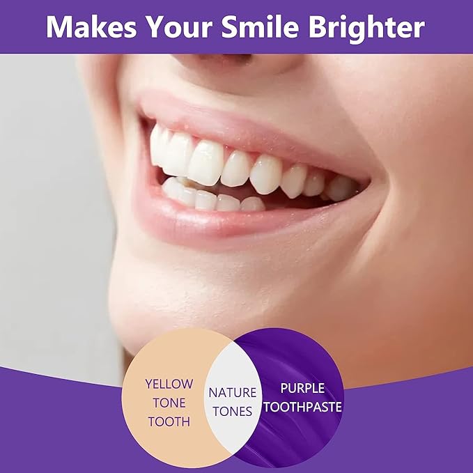 Purple Toothpaste for Teeth Whitening, Purple Whitening Toothpaste for Adults,Tooth Stain Remover Gel - Tooth Whitener Suitable for Smoking, Coffee, and Removing Dental Stone ﻿ ﻿ ﻿-Ruum Studio Home
