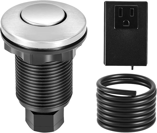 VEVOR Garbage Disposal Air Switch Kit, 2.5" Sink Top Air Switch for Food Waste Disposal, Brushed Silver Stainless Steel ON/OFF Air Button for Waste Disposer - Suitable for Stainless Steel Countertops-Ruum Studio Home