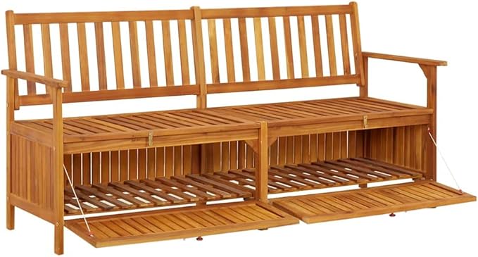 vidaXL Stable Solid Acacia Wood Storage Bench - Weather-Resistant Wooden Patio Furniture with Ample Storage Space & Comfortable Seating-Ruum Studio Home