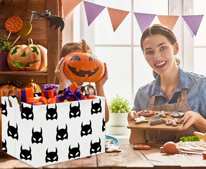 HIYAGON Batman Basket Kids Storage Basket Cute Basket Empty Toy Storage Bin Organizer Box Rectangular Room Decor for Home Books(Black bats)-Ruum Studio Home