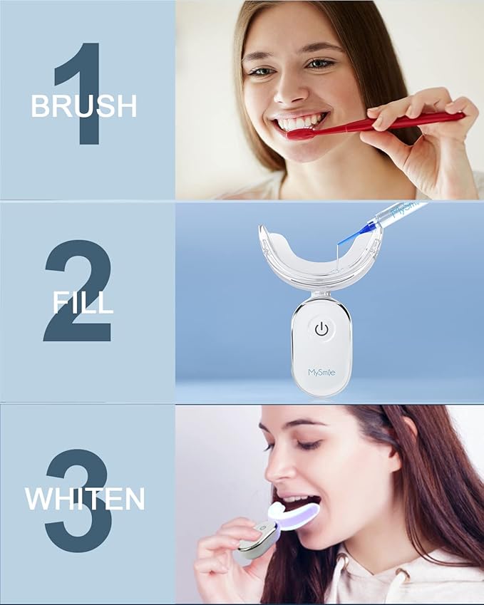 MySmile Teeth Whitening Accelerator Light, 28 LED Blue Light, Each 10 Minutes, USB Charger, Mouth Trays, 1 Pcs LED Light & 4ml Gel-Ruum Studio Home