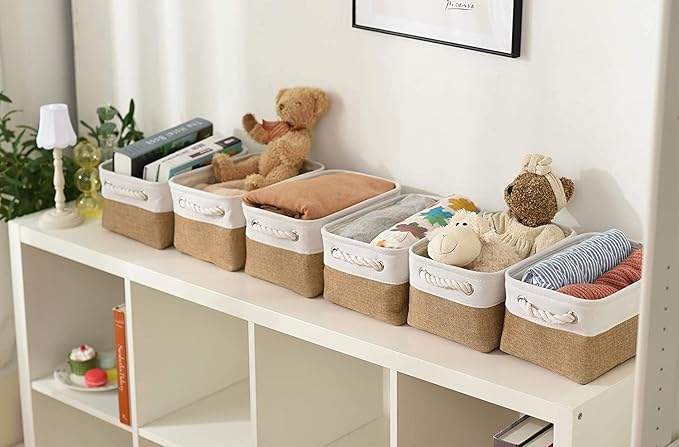 Small Baskets for Organizing, [6 PCS] Collapsible Storage Baskets for Shelves, Storage Bins Boxes Cubes for Clothes Books-Ruum Studio Home