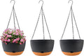 10 inch Plant Pot Hanging Planters Self Watering Pots for Indoor Plants, 3 Pack Plastic Hanging Basket with Removable Tray for Home Garden Porch Balcony Patio Decor(Black)-Ruum Studio Home